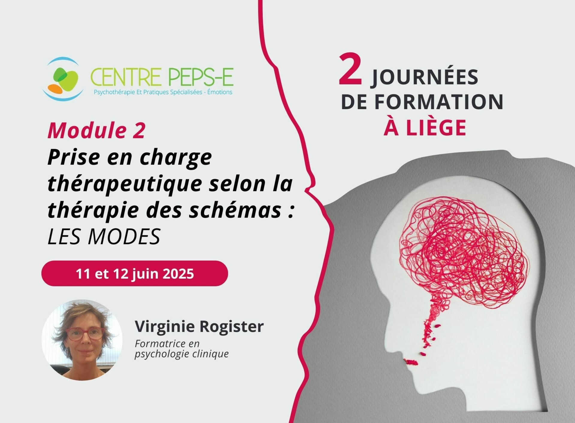 2 journées de formation (Liège) - Module 2 :  PRISE EN CHARGE THÉRAPEUTIQUE SELON LA THÉRAPIE DES SCHÉMAS : LES MODES - 11 et 12 juin 2025